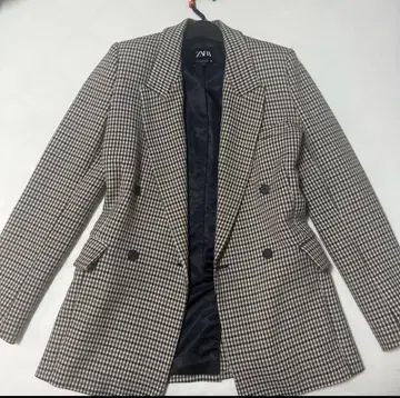ZARA 체크 무늬 테일러드 자켓 XS