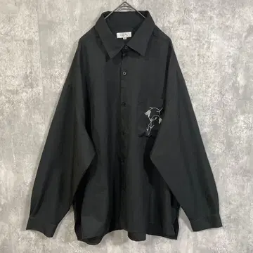 Nilway 닐웨이 원포인트 꽃 자수 레귤러 카라 긴팔 셔츠 M 사이즈