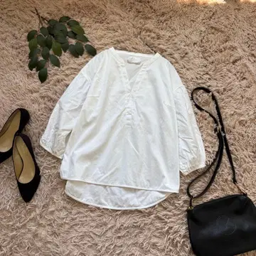 6430 스타일 포 리빙 스키퍼 블라우스/화이트/깔끔함/소매 밴딩