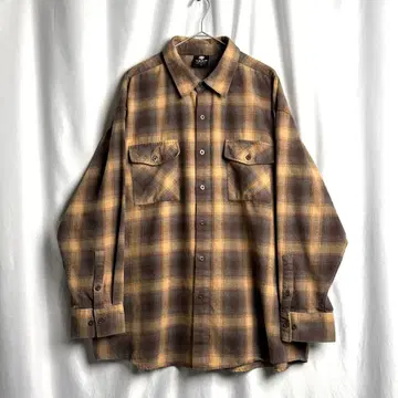 90s YAGO 옴브레 체크 플란넬 셔츠 3XL 빅 사이즈
