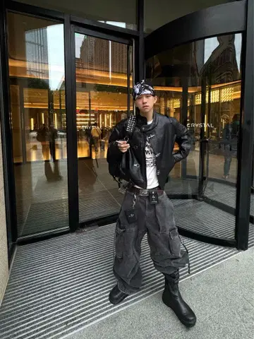 가죽 파이어맨 자켓 y2k