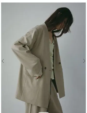 택 포함 새상품! 에트레토쿄 노카라 더블 버튼 자켓 베이지