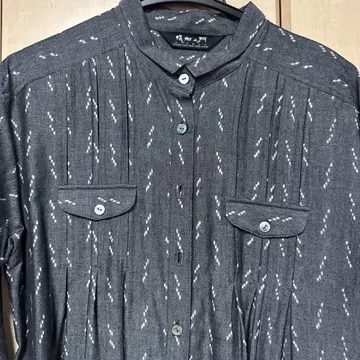 다크 그레이 스트라이프 셔츠 드레스 오부소매