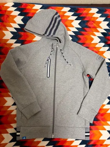 adidas 그레이 풀 집업 후드티 골프