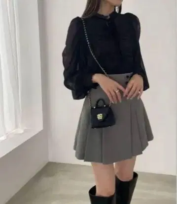 SNIDEL 사이드 플리츠 스커트 숏 팬츠 그레이 1