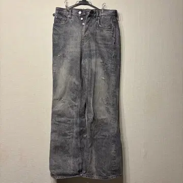 데미지 가공 그레이 와이드 레그 데님 팬츠 ZARA