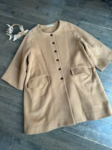 IENA 베이지 오버 사이즈 코트 버튼 포함 노카라