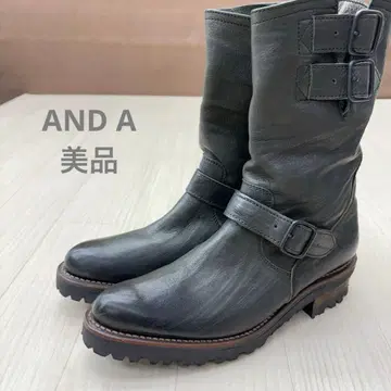 새상품급 AND A 아 드 에 천연 가죽 가죽 엔지니어 부츠 23cm
