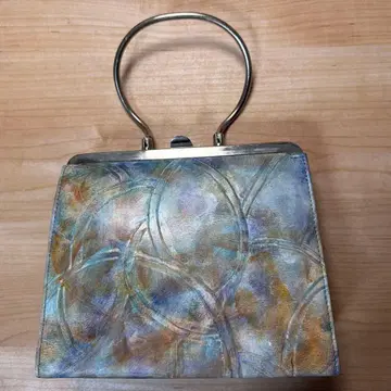 손염색풍 아트 가죽 가마구치 핸드백 작음 포멀 일본 의류 서양 의류