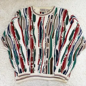 [ 레어 ] COTTON TRADERS 멀티 컬러 3D 케이블 니트 XL