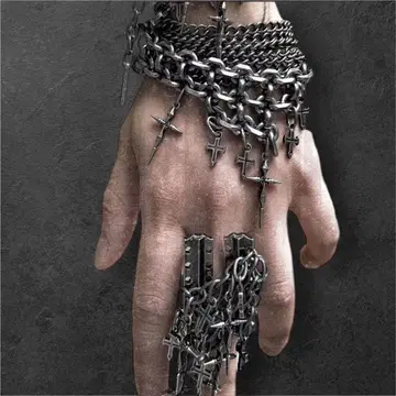 크로스 체인 드레이프 팔찌 고딕 멀티 체인 크로스 뱅글