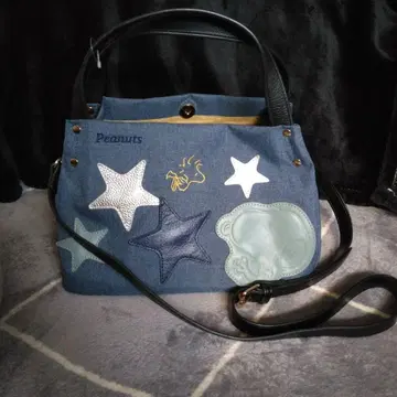 오늘 한정! Peanuts 데님 블루 숄더백