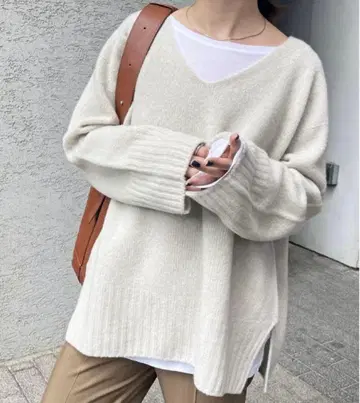 새상품급 spick&span V넥 크루즈 니트 베이지 Framework