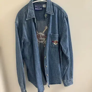 Hard Rock Cafe 데님 셔츠 긴팔 XL 사이즈