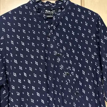 네이비 꽃무늬 반팔 셔츠 원피스 롱 기장