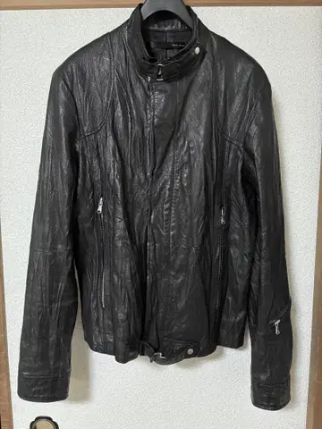 00s Archive Harlem Rounge 천연 가죽 싱글 가죽 자켓