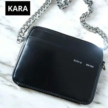 KARA 블랙 가죽 숄더백 카메라 백 고품질