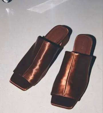 todayful Square Satin Sandals 브라운