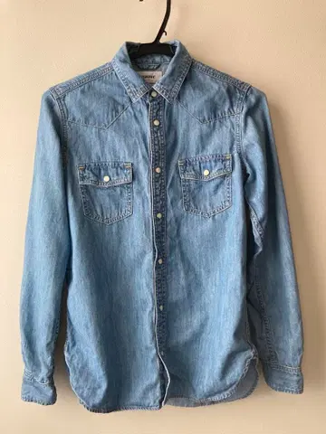 SINME 데님 셔츠 라이트 블루 긴팔