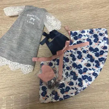 Francfranc 리카짱 홈웨어 에이프런 냄비 집게 세트 옷 갈아입히기