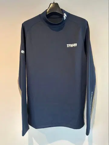 TFW49 사이드 메쉬 모크넥 긴팔 셔츠 네이비