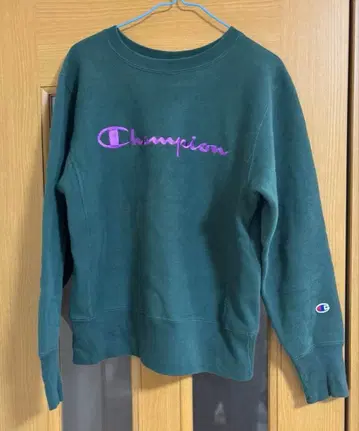 [ 파랑 택 ] 챔피온 Champion 리버스 위브 맨투맨 짙은 녹색 M