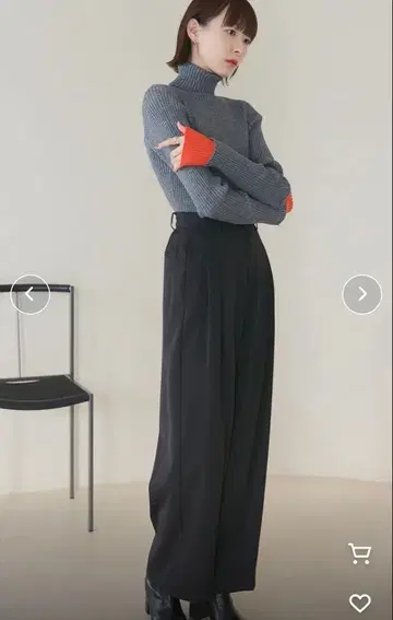 [ 암워머 포함 ] 멀티way 바이컬러 터틀넥 리브 니트