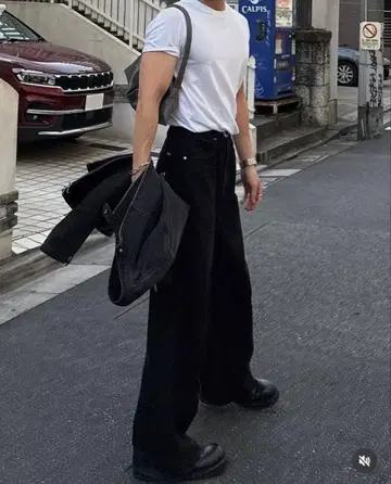 스터드 데님 와이드