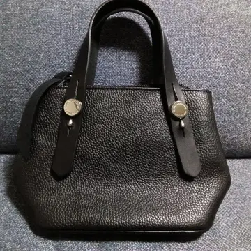 쁘띠 레더 토트백 카츠유키 코다마 오리지널 실버 버튼 미니 토트