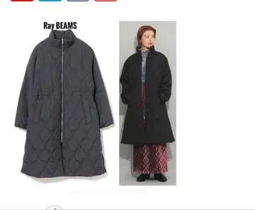 레이빔즈 퀼팅 롱 자켓 블랙