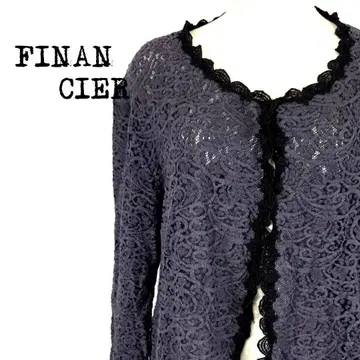 FINANCIER 피낭시에 전체 레이스 가디건 블랙 계열 꽃무늬 레이스