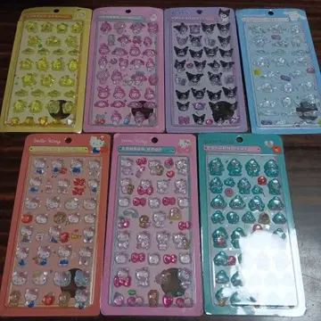 산리오 모자 꽁지 드롭 씰 7장 쿠로미 폼폼푸딩 시나모롤 키티