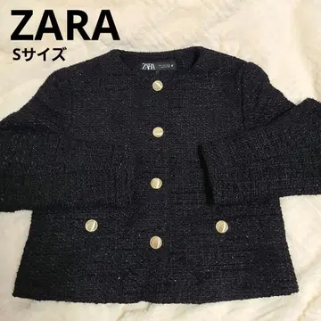ZARA 트위드 자켓 라메 골드 버튼