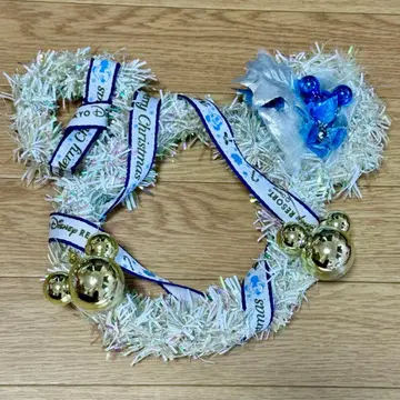 초레어 디즈니 리조트 한정판 크리스마스 리스 (화이트 & 블루)