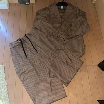 캐스퍼 존 브라운 체크 무늬 캐주얼 셋업