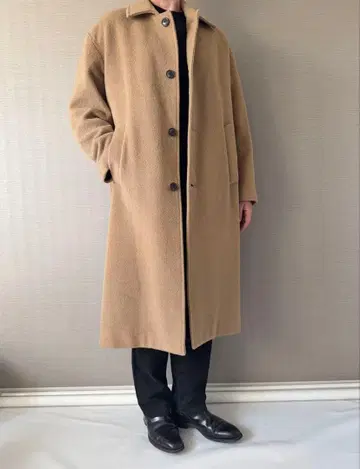 정가 12만 엔 Lownn 롱 스텐 칼라 코트 48 남성용 카멜
