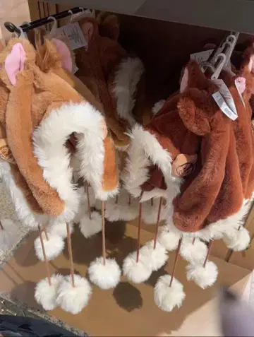 상하이 디즈니 칩 앤 데일 폼폼 달린 팬캡 2개