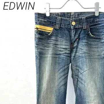 EDWIN 데님 팬츠 플레어 부츠컷 로우라이즈 색바램 가공 Y2K
