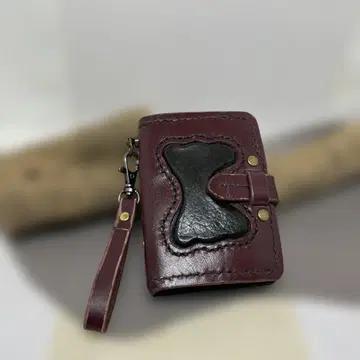 버건디 가죽 미니 지갑