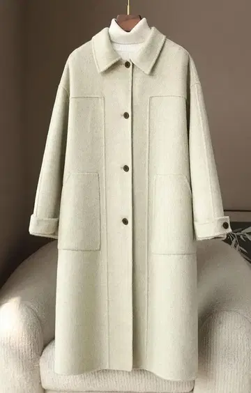 새상품 부드러운 분위기의 캐시미어 혼방 울 롱 코트 여성용 롱 코트