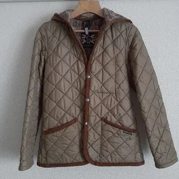 라벤햄 베이지 퀼팅 자켓 속기모 후드 부착 사이즈 36(S)