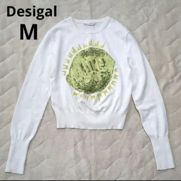데시구알 Desigual 맥시 레몬 니트 립 화이트 레몬 M