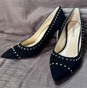 새상품급 FABIO RUSCONI 37 스틸레토 펌프스 블랙 스웨이드