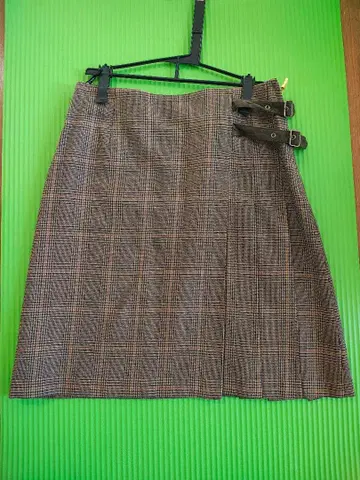 NICE CLAUP 체크 무늬 플리츠 스커트