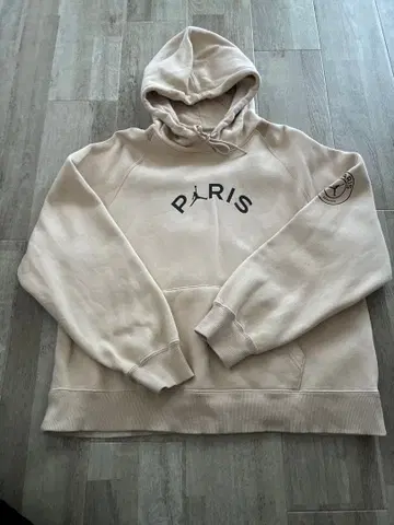 PARIS 로고 후드티 베이지 후드 부착