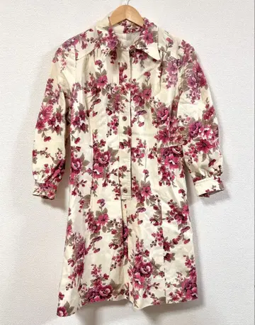 쇼와 레트로 70's 꽃무늬 울 빈티지 원피스