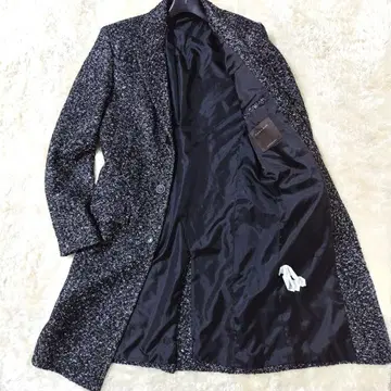 ZARA MAN 체스터 코트 트위드 블랙 그레이 올 패턴 롱 기장