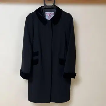 해리스 트위드 ROPE 블랙 울 코트