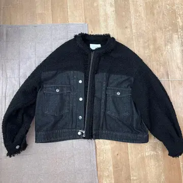 QTUME 데님 트위드 자켓