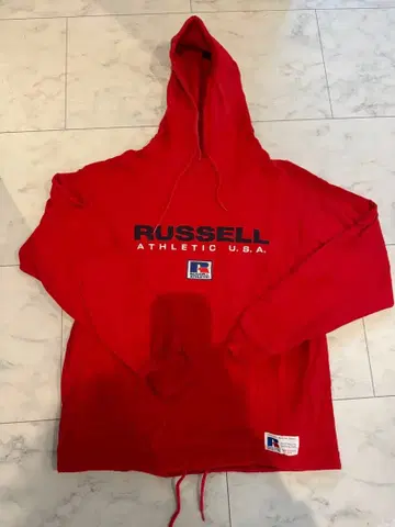 러셀 애슬레틱 후드 부착 후드티 레드